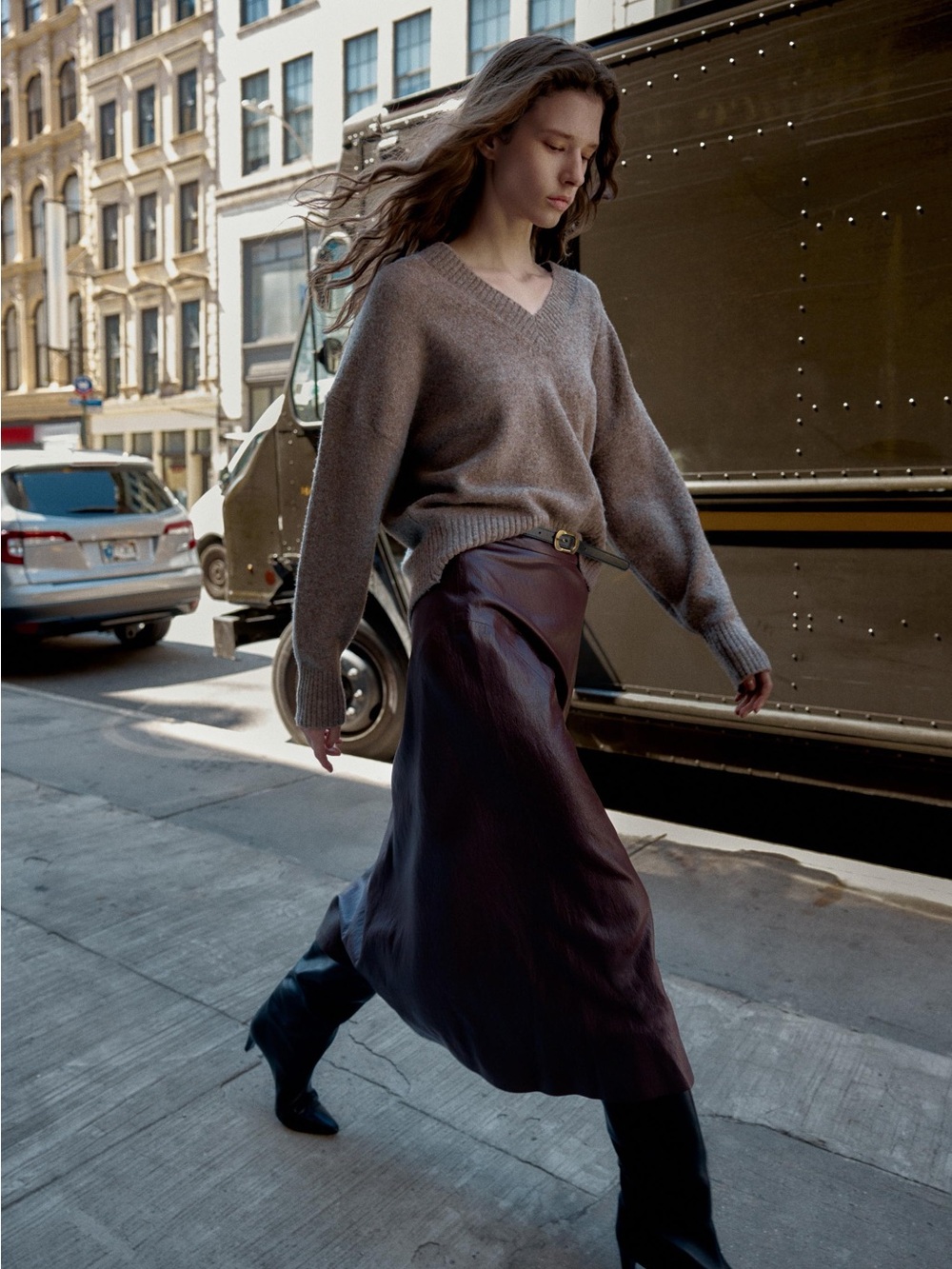 ZARA faux leather belted midi skirt - Picture 1 of 4